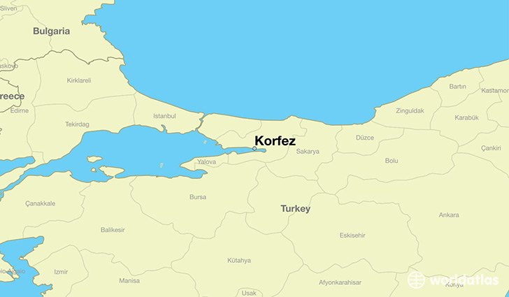 map showing the location of Korfez