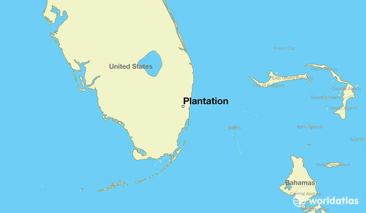 map showing the location of Plantation
