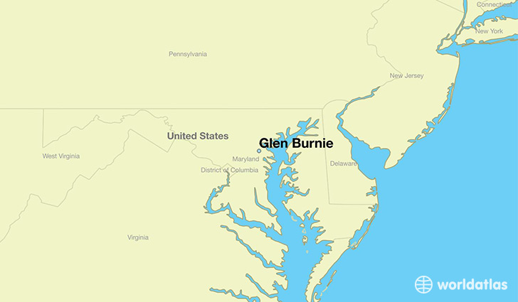 map showing the location of Glen Burnie