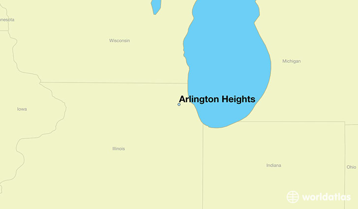 map showing the location of Arlington Heights