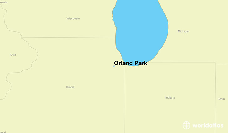 map showing the location of Orland Park