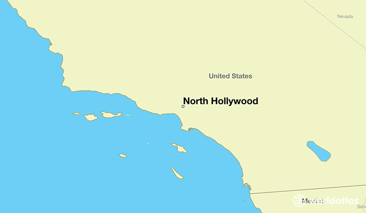 map showing the location of North Hollywood