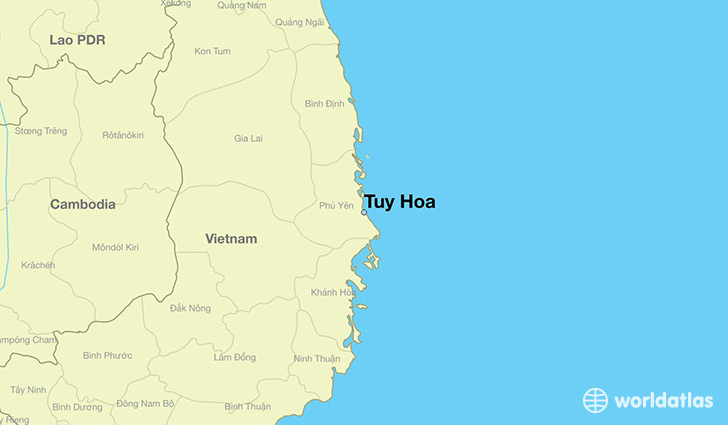 map showing the location of Tuy Hoa