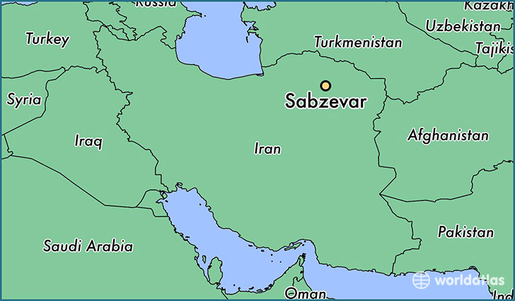 map showing the location of Sabzevar