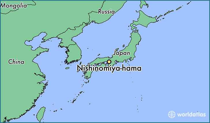 map showing the location of Nishinomiya-hama