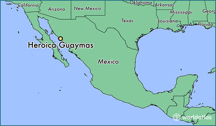 map showing the location of Heroica Guaymas