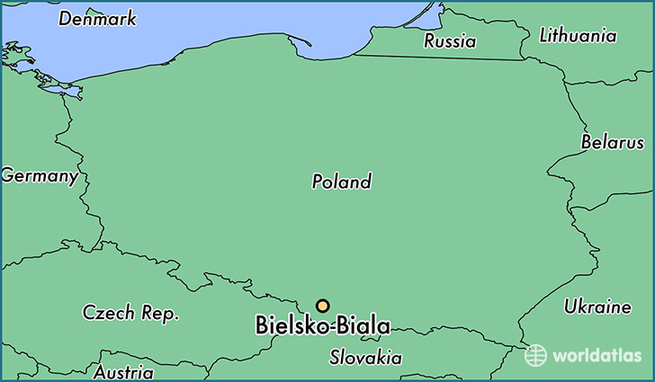 map showing the location of Bielsko-Biala