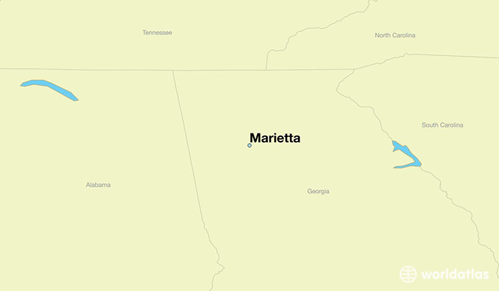 map showing the location of Marietta