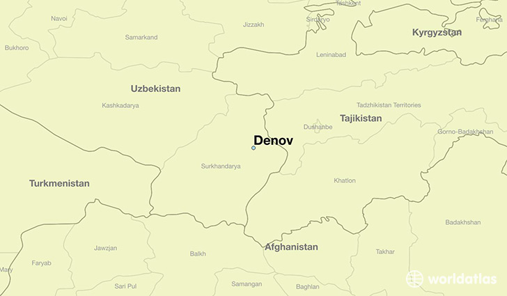 map showing the location of Denov