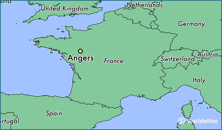 map showing the location of Angers