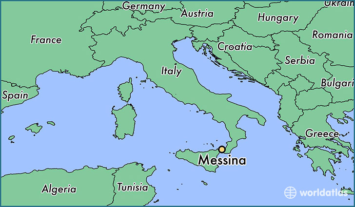 map showing the location of Messina