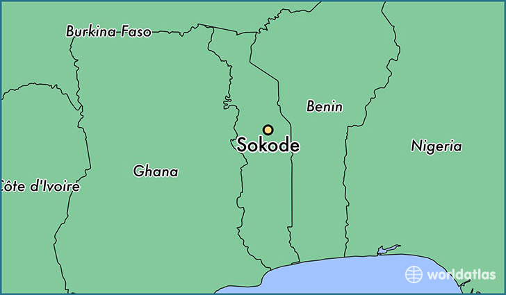 map showing the location of Sokode