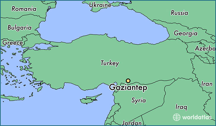 map showing the location of Gaziantep