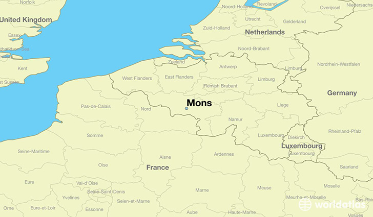 map showing the location of Mons