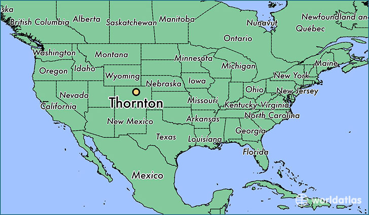 map showing the location of Thornton
