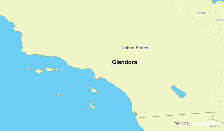 map showing the location of Glendora