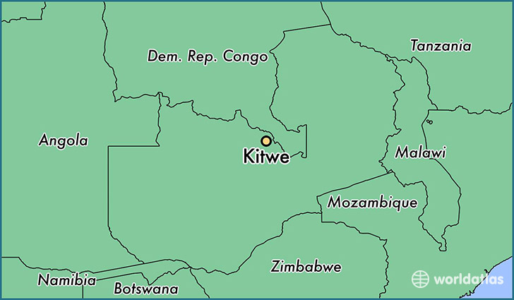 map showing the location of Kitwe