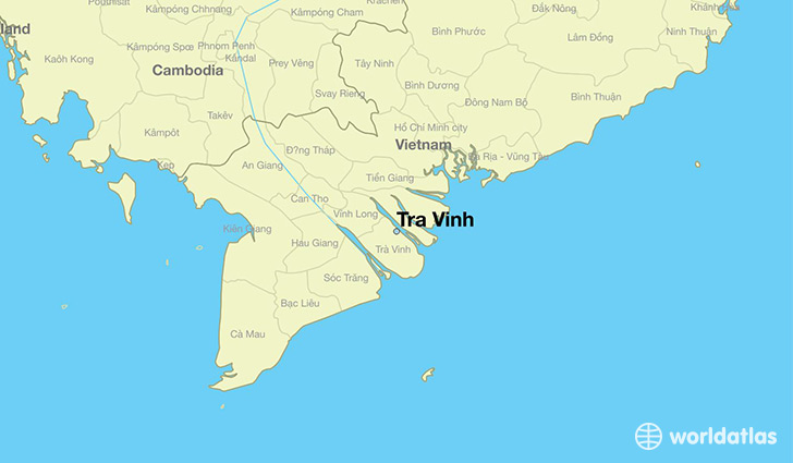 map showing the location of Tra Vinh