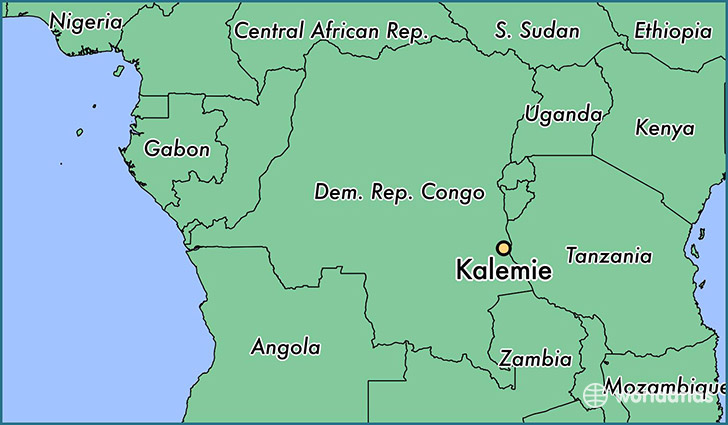 map showing the location of Kalemie