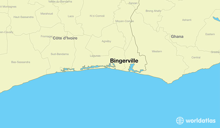 map showing the location of Bingerville