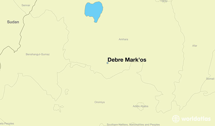map showing the location of Debre Mark'os