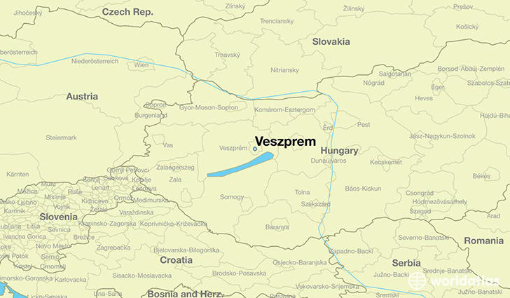 map showing the location of Veszprem