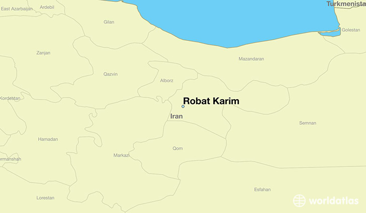 map showing the location of Robat Karim