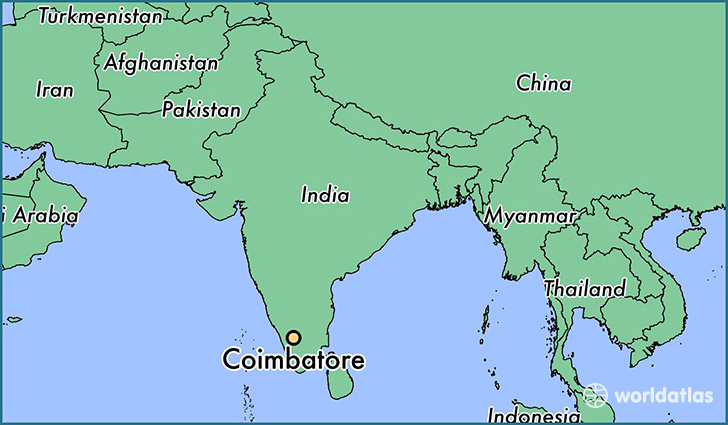 map showing the location of Coimbatore