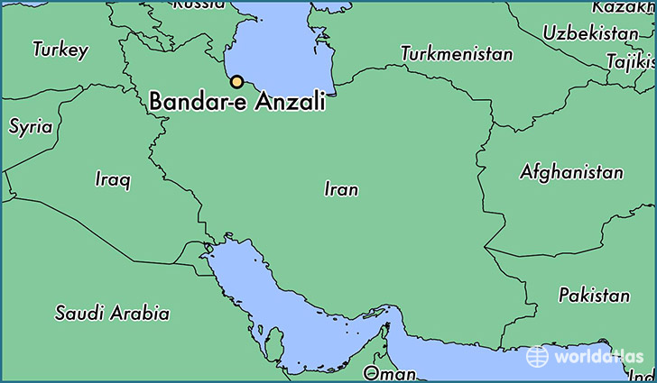 map showing the location of Bandar-e Anzali