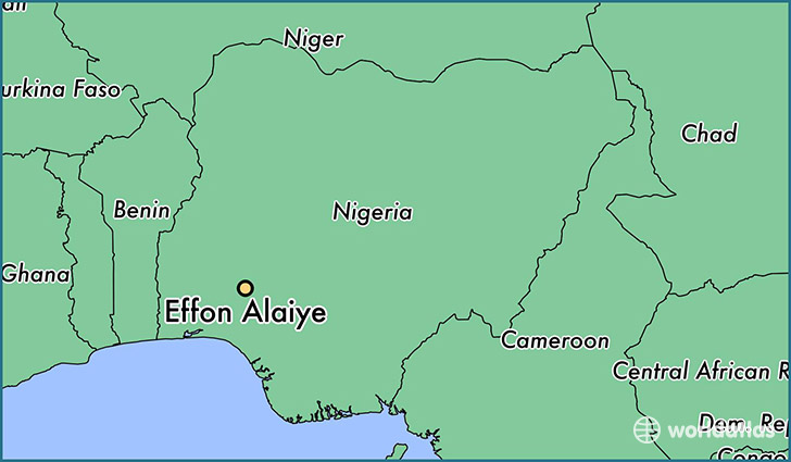 map showing the location of Effon Alaiye