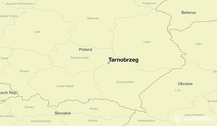 map showing the location of Tarnobrzeg