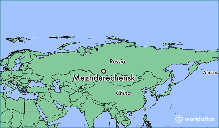 map showing the location of Mezhdurechensk