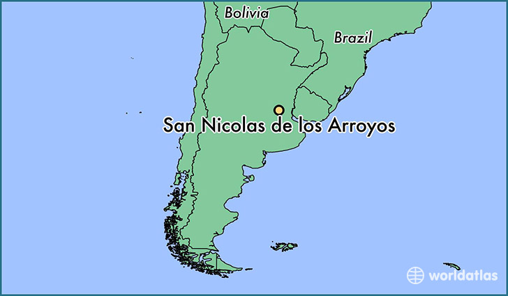 map showing the location of San Nicolas de los Arroyos