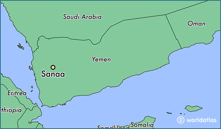 map showing the location of Sanaa