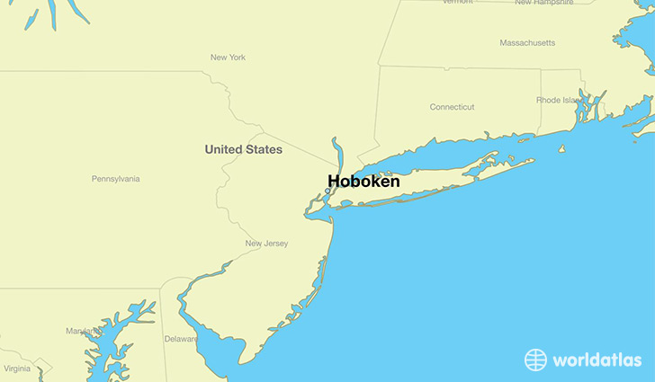 map showing the location of Hoboken