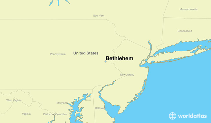 map showing the location of Bethlehem