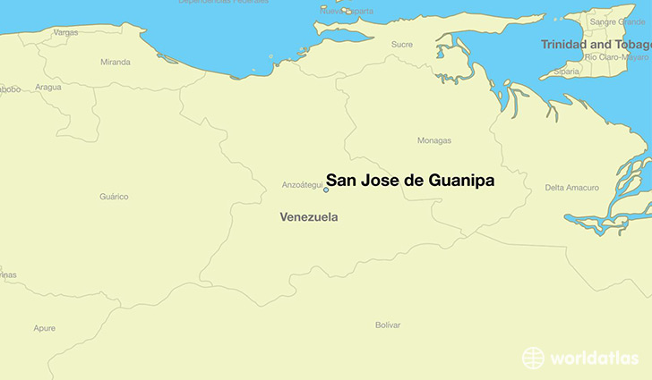 map showing the location of San Jose de Guanipa