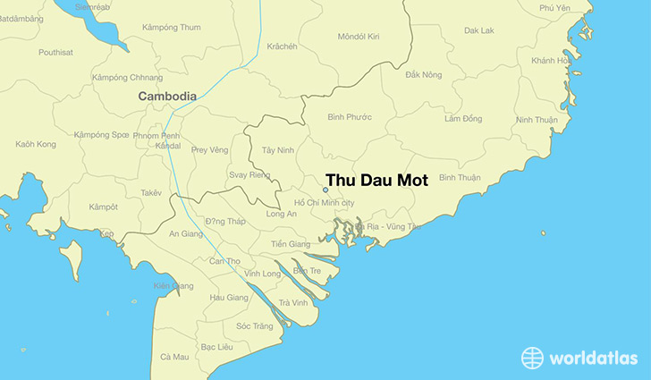 map showing the location of Thu Dau Mot