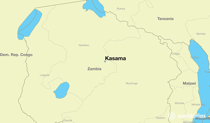 map showing the location of Kasama