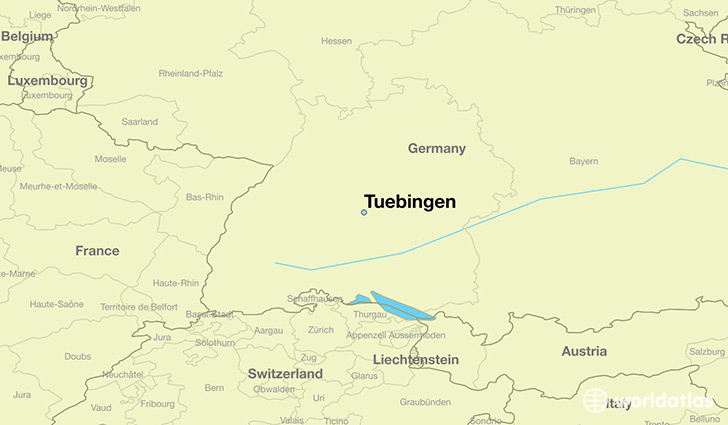 map showing the location of Tuebingen