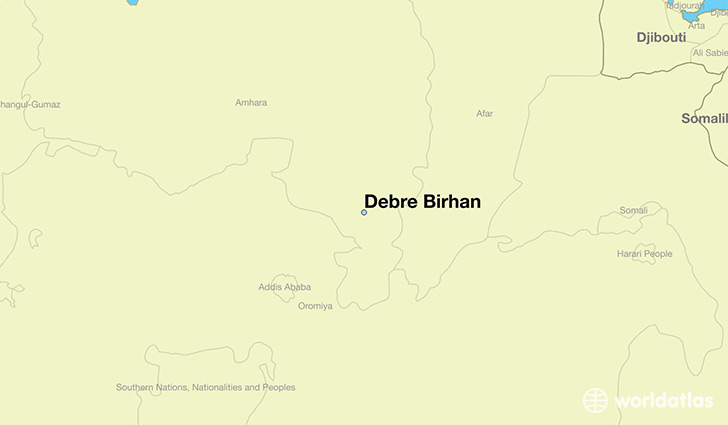 map showing the location of Debre Birhan