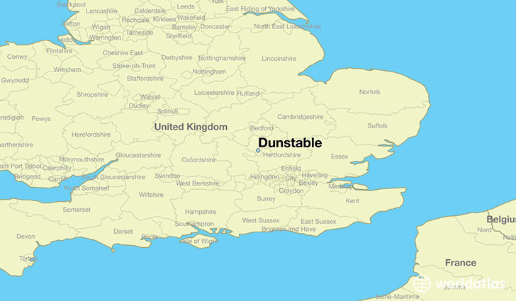 map showing the location of Dunstable