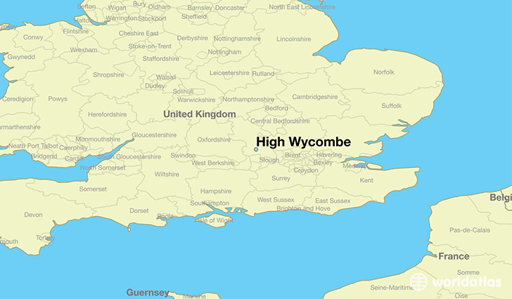 map showing the location of High Wycombe