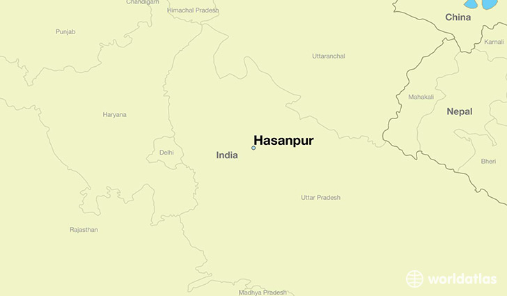 map showing the location of Hasanpur