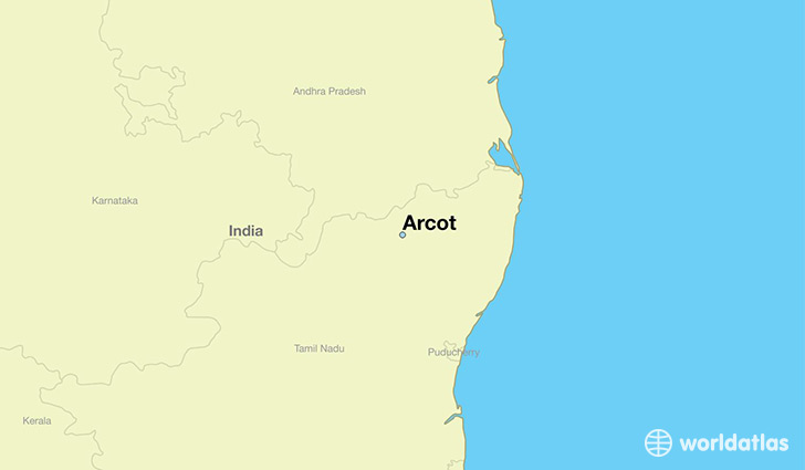 map showing the location of Arcot