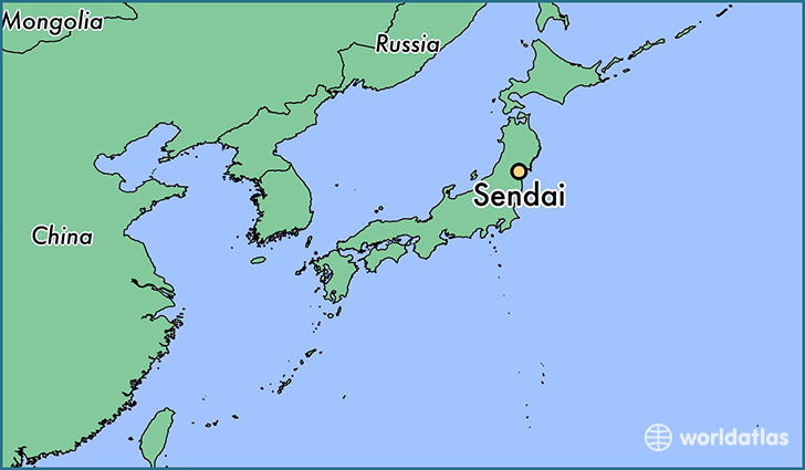 map showing the location of Sendai
