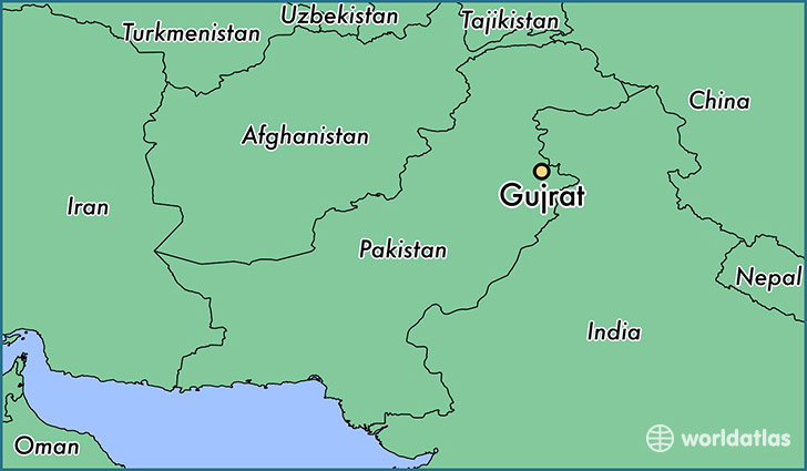 map showing the location of Gujrat