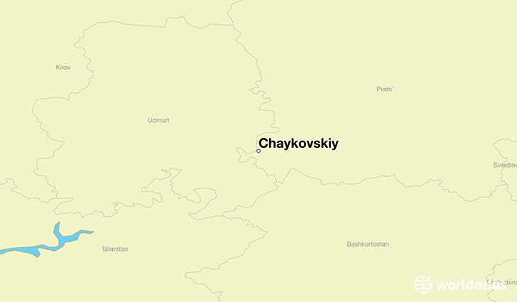 map showing the location of Chaykovskiy
