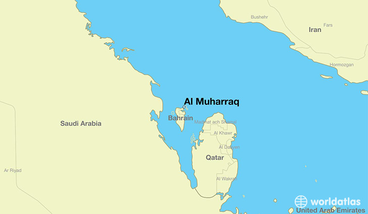 map showing the location of Al Muharraq