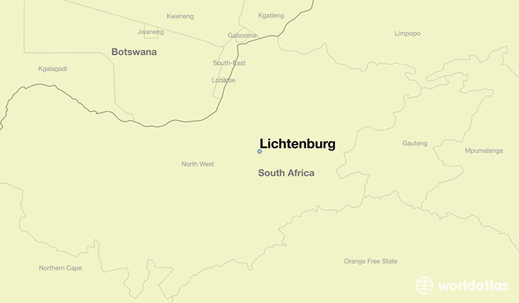 map showing the location of Lichtenburg